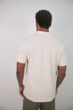 Polo V Texturizada - Bege