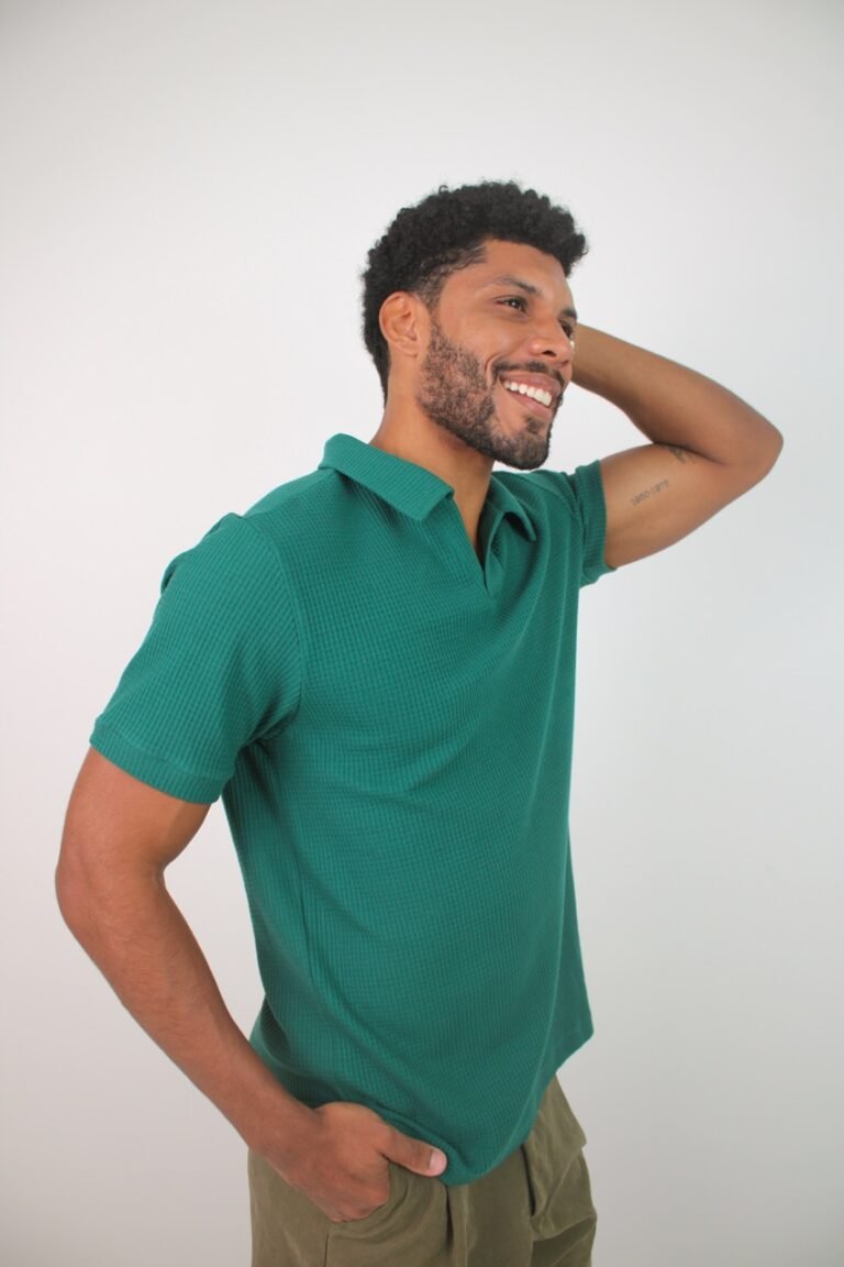 Polo V Texturizada - Verde