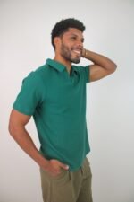 Polo V Texturizada - Verde
