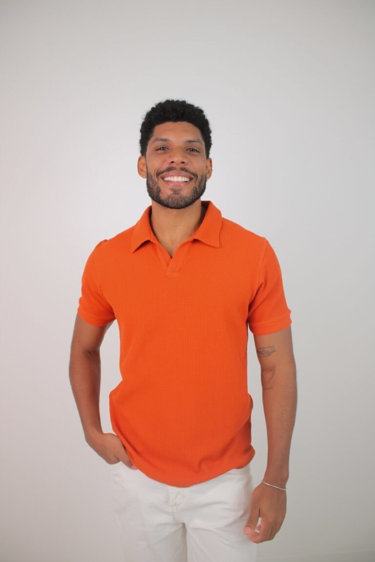 Polo V Texturizada - Laranja