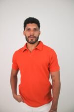 Polo V Texturizada - Laranja