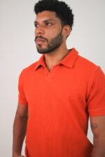 Polo V Texturizada - Laranja