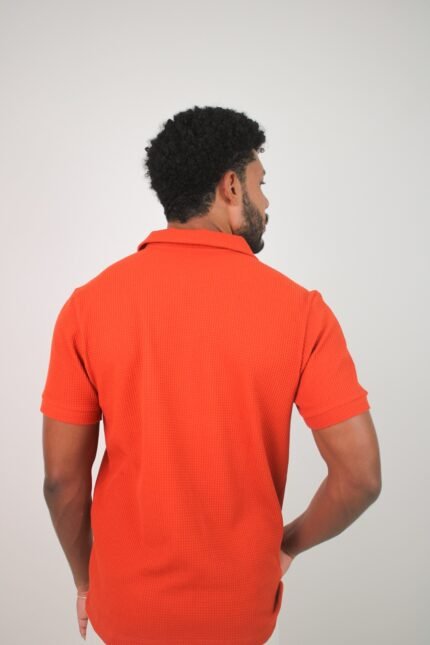 Polo V Texturizada - Laranja