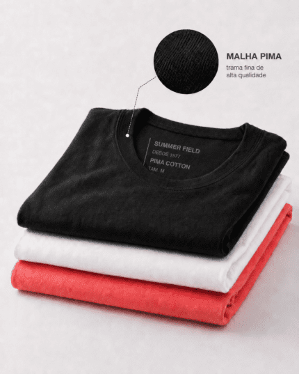 KIT 3 CAMISETAS MALHA PIMA PREMIUM